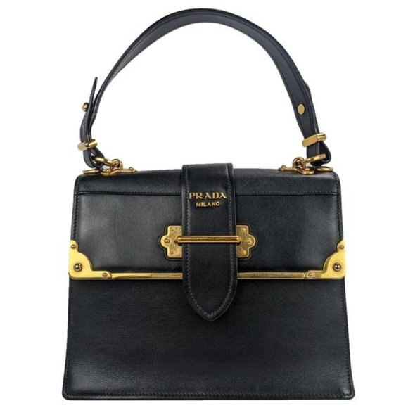 Prada Handbags - SOLD Prada Cahier Black Leather Shoulder Bag